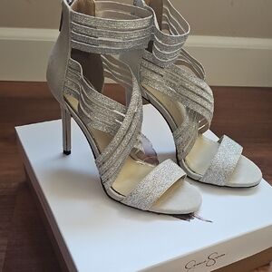 Elegant Silver Strappy Heels